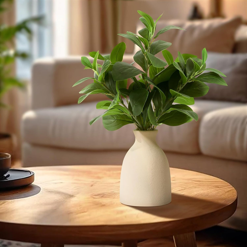 16" Artificial Eucalyptus Stems Potted Plant Indoor Fake Plants | Realistic Greenery with Vase, Small Artificial Office Desk Plants in Pots for Home Decor Weddings Centerpieces