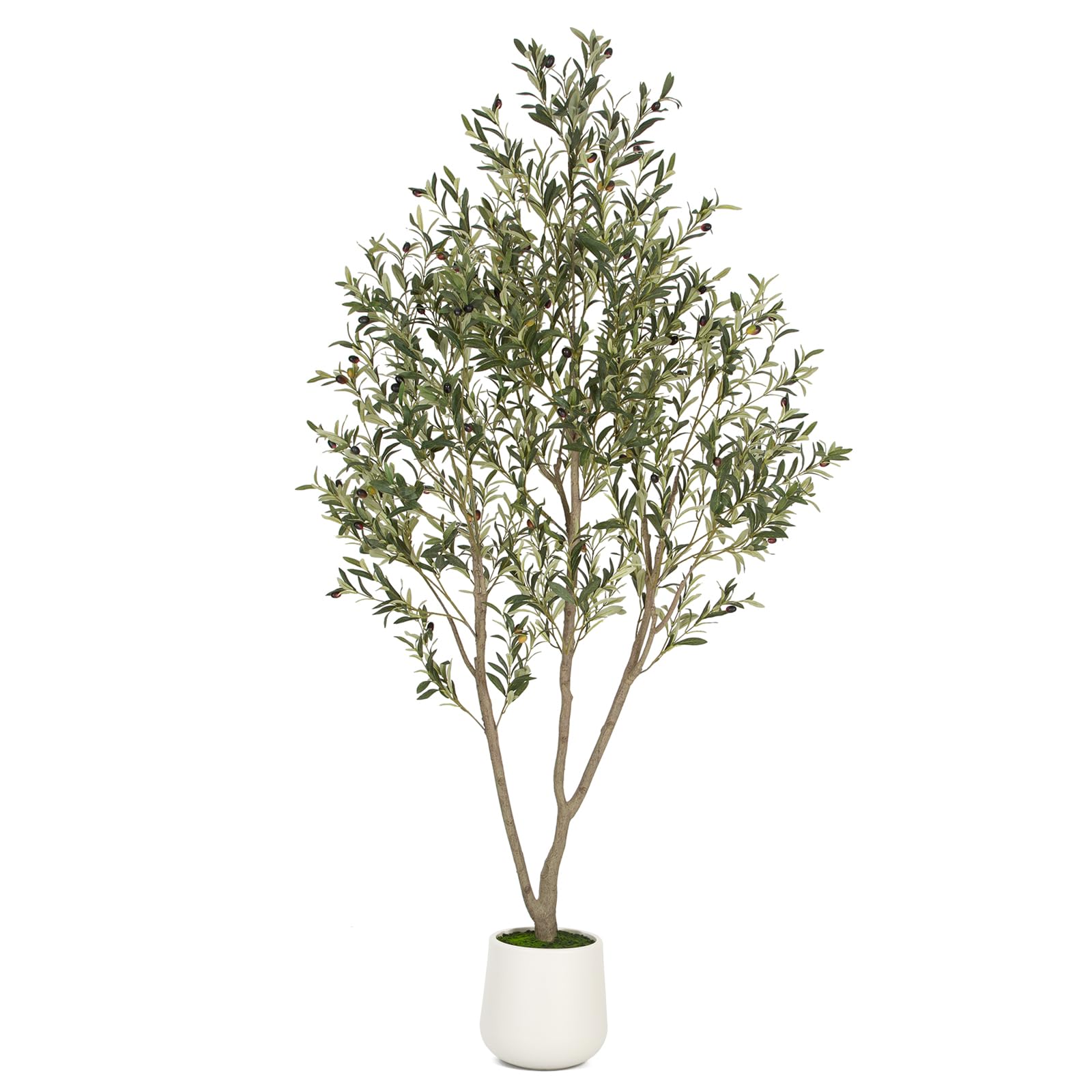 VIVATREES Olive Trees Artificial Indoor, 5FT Tall Faux Olive Tree with White Tall Planter, Artificial Plants with Natural Wood Trunk and Lifelike Fruits for Home Office Decor