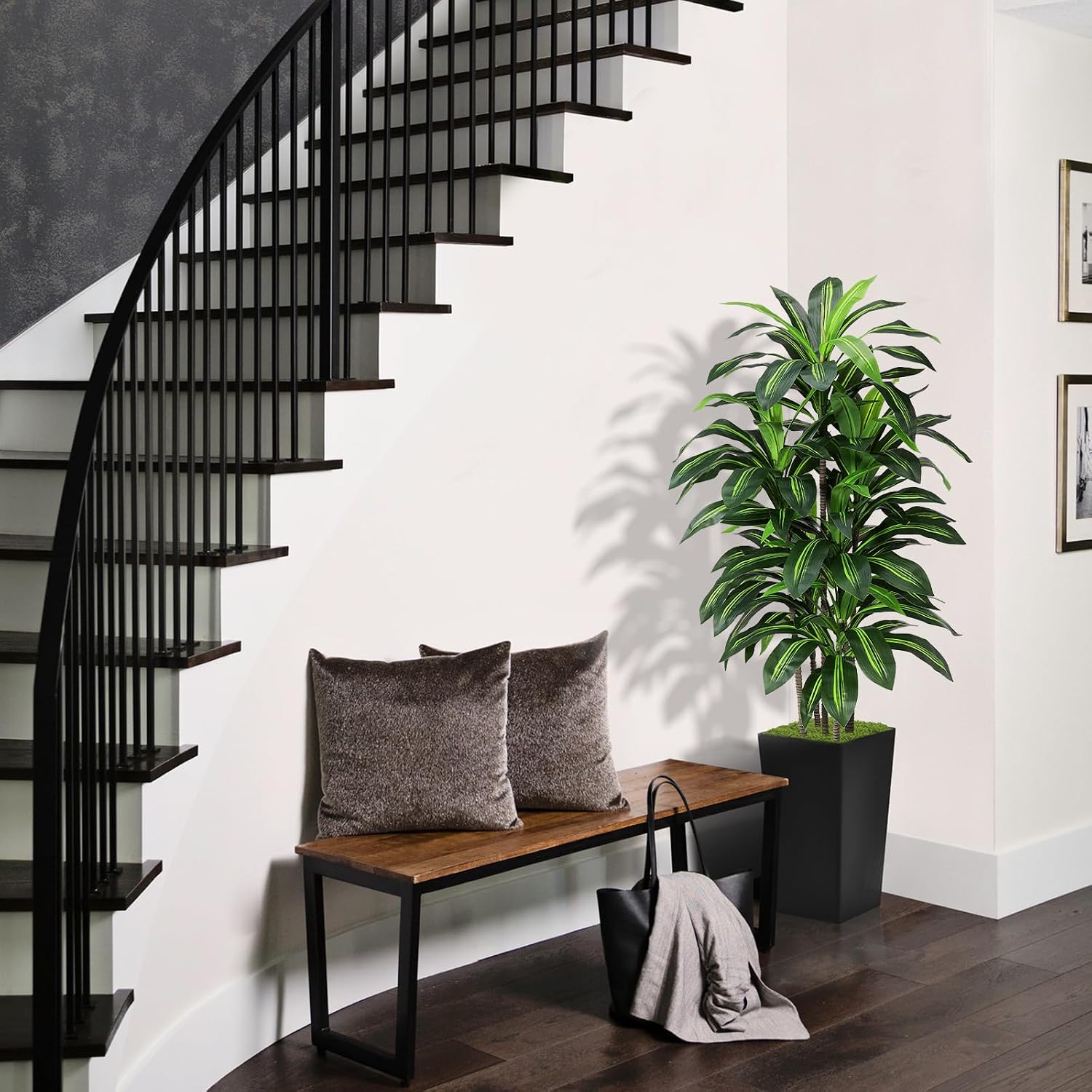 ASTIDY Artificial Plant 5FT Dracaena Fake Tree with Black Tall Planter | Faux Yucca Floor Plant in Pot, Artificial Trees Indoor for Home Office Living Room Decor