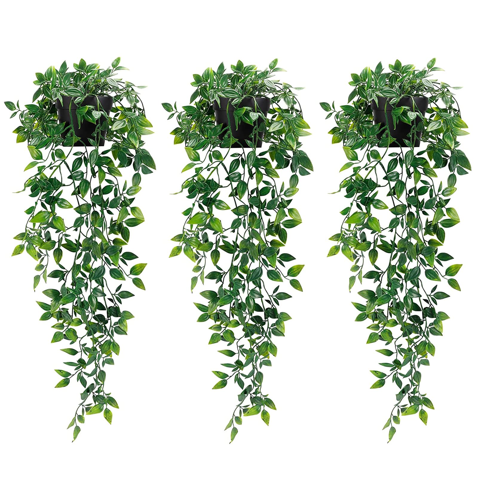 Whonline Fake Hanging Plants, Artificial Small Potted Plants for Indoor Outdoor Aesthetic Office Living Room Shelf Decor (1 Pack)