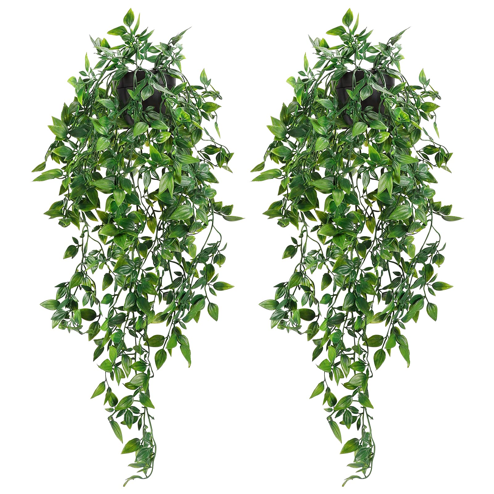 Whonline Fake Hanging Plants, Artificial Small Potted Plants for Indoor Outdoor Aesthetic Office Living Room Shelf Decor (1 Pack)