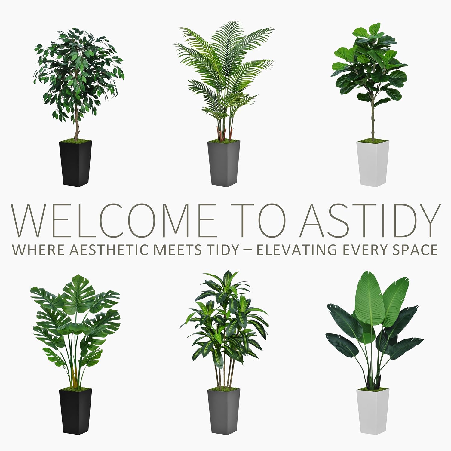 ASTIDY Artificial Plant 5FT Dracaena Fake Tree with Black Tall Planter | Faux Yucca Floor Plant in Pot, Artificial Trees Indoor for Home Office Living Room Decor